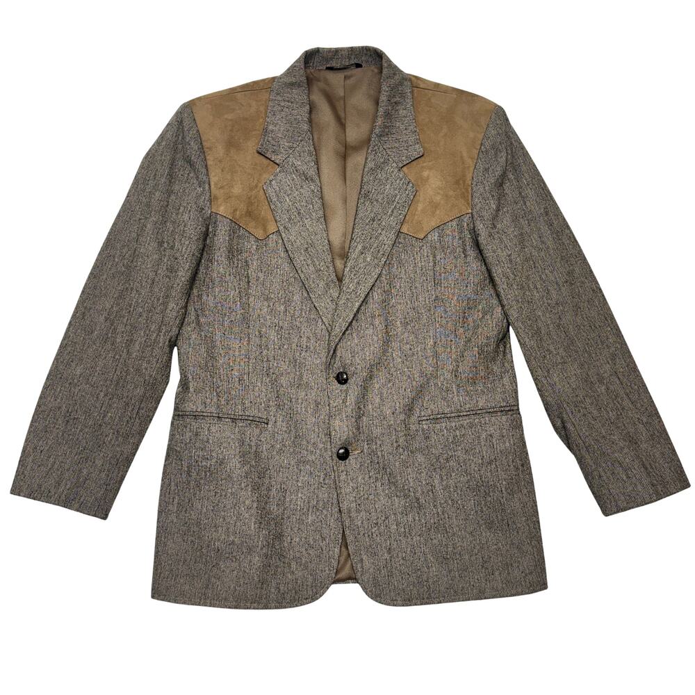 Vintage Pioneer Wear Blazer 42 Tan/Brown Cotton Wool USA Western Yoke